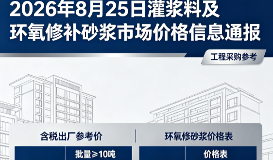 虎门镇2026年8月25日灌浆料及环氧修补砂浆市场价格信息通报